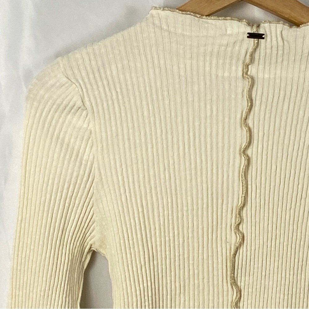 O’Neill Cream Ribbed Y2K Long Sleeve Cropped Top Size Small - Picture 14 of 16